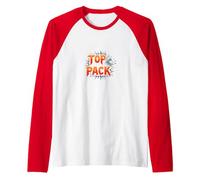 Top of The Pack: Fierce Wolf Leader Emblem Raglan Baseball Tee, Men, Red/White, S