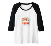 Top of The Pack: Fierce Wolf Leader Emblem Raglan Baseball Tee, Women, Black/White, XL