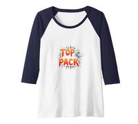 Top of The Pack: Fierce Wolf Leader Emblem Raglan Baseball Tee, Women, Navy/White, L