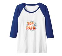 Top of The Pack: Fierce Wolf Leader Emblem Raglan Baseball Tee, Women, Royal Blue/White, L