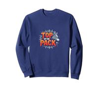 Top of the Pack: Fierce Wolf Leader Emblem Sweatshirt, Adult Unisex, Navy, S