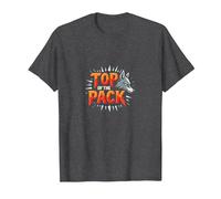 Top of The Pack: Fierce Wolf Leader Emblem T-Shirt, Men, Dark Heather Grey, 6XL