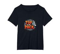 Top of The Pack: Fierce Wolf Leader Emblem T-Shirt, Women's Plus, Black, 1X