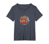 Top of The Pack: Fierce Wolf Leader Emblem T-Shirt, Women's Plus, Heather Blue, 1X