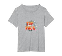 Top of The Pack: Fierce Wolf Leader Emblem T-Shirt, Women's Plus, Heather Grey, 1X