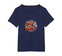 Top of The Pack: Fierce Wolf Leader Emblem T-Shirt, Women's Plus, Navy, 1X
