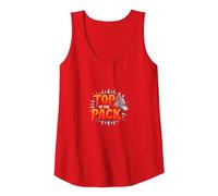 Top of The Pack: Fierce Wolf Leader Emblem Tank Top, Women, Red, S