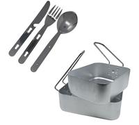 TOP OF THE RANGE - ESSENTIAL GEAR - STANDARD ISSUE MESS KIT - MESS TIN (2PK) + CUTLERY SET