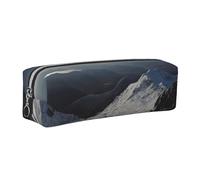 Top of The Snow Mountain Leather Pencil Case Stationery Bag Pen Holder for Work & Office Zippered Pen Pouch