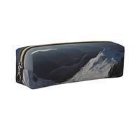Top of The Snow Mountain Leather Pencil Case Stationery Bag Pen Holder for Work & Office Zippered Pen Pouch