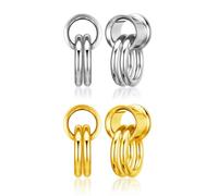 Top Plaza 2 Pcs Silver Gold Ear Gauges with Rings Hypoallergenic Ear Expander Stretchers Ear Weight Plugs Tunnels 316 Stainless Steel Hoop Earrings Body Piercing Jewelry(00G)