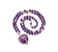 Top Plaza Amethyst Healing Crystal Necklace for Women Tree of Life Wired Love Heart Natural Gemstone Pendant Necklace Purple Jewelry Gifts for Mom, Small, Stone, Amethyst