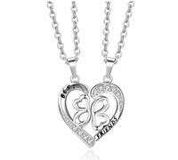 Top Plaza Best Friends Necklace for 2 Persons, Friendship Necklaces Rhinestone Matching Heart Pendant Jewellery Gifts for Girls Sister Small Stainless Steel Unknown Small Stainless Steel