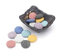 Top Plaza Lava Rock Stone Aromatherapy Essential Oil Diffuser Set Square Ceramic Fragrance Perfume Ware Bowl with 14Pcs Round Shape Lava Stone Beads