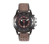 Top Plaza Men's 3-Hand Date Leather Strap Watch Arabic Numerals Analog Wrist Watch for Men, Coffee, M