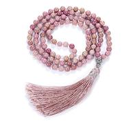 Top Plaza Womens 108 Mala Prayer Beads Wrap Necklace with Long Tassel Healing Crystal Stone Necklaces Yoga Meditation Reiki Quartz Jewelry