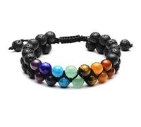 Top Plaza Womens 7 Chakra Bracelet Natural Lava Rock Stones Beads Bracelets Aromatherapy Essential Oil Diffuser Bracelet Stress Relief Anxiety Bracelets
