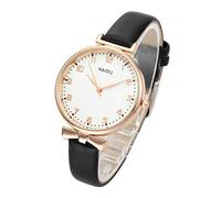 Top Plaza Womens Ladies Classic Simple Leather Analog Quartz Wrist Watch Rose Gold Case Arabic Numerals Casual Dress Watches(Black)