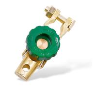 Top Post Battery Isolator Switch 12V - 24V, Car Battery Isolator, Zinc alloy copper-plated Master Disconnect Power Cut Off Switch with Green Knob for Car Truck RV Boat Motorcycle ATV Marine Vehicle