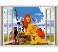 TOP PRINTS Disney Lion King Simba 3D Window Smashed Wall Sticker Poster Decal Mural Bedroom Art 49 (65x40cm)
