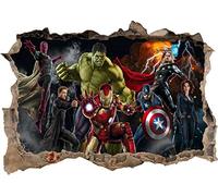 TOP PRINTS Marvel Avengers Super Heros Hulk Iron man 3D Window Smashed Wall Sticker Poster Decal Mural Bedroom Art 662 (90x65cm)