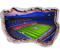 TOP PRINTS Nou Camp Barcelona Stadium Football 3D Window Smashed Wall Sticker Poster Decal Mural Bedroom Art 621 (90x65cm)