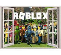 TOP PRINTS Roblox Gang Cartoon Characters 3D Window Smashed Wall Sticker Poster Decal Mural Bedroom Art 753 (65x40cm)