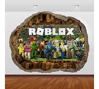 TOP PRINTS Roblox Gang Cartoon Characters 3D Window Smashed Wall Sticker Poster Decal Mural Bedroom Art 751 (120x85cm)