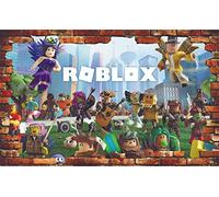 TOP PRINTS Roblox Gang Cartoon Characters 3D Window Smashed Wall Sticker Poster Decal Mural Bedroom Art Z566 (90X65CM)