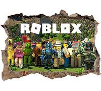 TOP PRINTS Roblox Gang Cartoon Characters 3D Window Smashed Wall Sticker Poster Decal Mural Bedroom Art 752 (65x40cm)