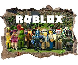 TOP PRINTS Roblox Gang Cartoon Characters 3D Window Smashed Wall Sticker Poster Decal Mural Bedroom Art 752 (110x70cm)