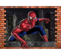 TOP PRINTS Spiderman Marvel Avengers 3D Window Smashed Wall Sticker Poster Decal Mural Bedroom Art (90x65cm)