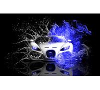 TOP PRINTS Super Sports Car Racing 3D Window Smashed Wall Sticker Poster Decal Mural Bedroom Art 1025 (90x65cm)