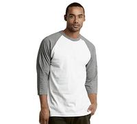 TOP PRO Men's 3/4 Sleeve Casual Raglan Jersey Baseball Tee Shirt (Light Gray White, Medium)