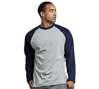 TOP PRO Men's Full Sleeve Casual Raglan Jersey Baseball Tee Shirt - Blue - Medium