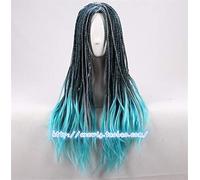 Top Quality Descendants 2 Uma Cosplay Wig Blue Grey Mix Black Braided Heat Resistant Synthetic Hair Wigs + Wig Cap
