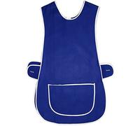 Top Quality Ladies Home / Work Tabard (Tabbard) Apron with Single Large Front Pocket, White Piping and Side Fastening Button Tabs - Available in BLACK / BOTTLE GREEN / BURGUNDY / EMERALD / NAVY BLUE / RED / ROYAL BLUE - UK Sizes 8/10 up to 28/30 (UK 28/30 (XXXOS), Royal Blue)