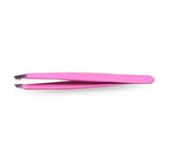 Top Quality Professional Eyebrow Tweezers, Slanted, Hair Removal Tweezers Slant Tip - Stainless Steel (Pink)