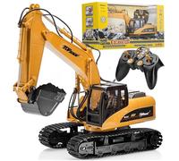 Top Race 15 Channel Full Functional Professional RC Excavator, Battery Powered Remote Control Construction Tractor Metal Shovel, TR-211 Orange-Yellow TR-211
