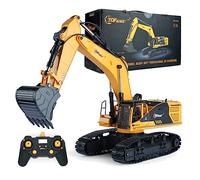 Top Race 22 Channel Hobby Grade Remote Control Excavator, Construction Vehicle RC Tractor, Carries 180 Lbs, Diggs 1.1 Lbs Per Cubic Inch, Use with Our RC Dump Truck