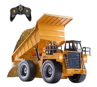 Top Race 5 Channel Remote Control Dump Truck Toy - 2.4GHz, 360° Rotation, Rubber Tires, Lights, Sound Effects - Ages 8+ for Boys and Girls