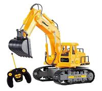 Top Race 7-Channel Remote Control Excavator Toy - Fully Functional RC Construction Truck for Kids - 1:50 Scale RC Tractor with Lights and Sound