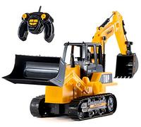 Top Race 8-Channel RC Excavator Tractor - Fully Functional Backhoe Loader with Lights and Sound - Remote Control Construction Digger Toy for Kids Ages 3+