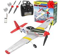 Top Race RC Plane - 4 Channel Remote Control With 2.4Ghz - Ready To Fly High Speed P-51 Mustang War Airplane Toy For Adults and Kids