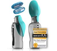 TOP RECOMMENDATION | GIFT SET of 2 | Extra-large foldable 800ml dog drinking bottle for on the go incl. toothbrush | Premium drinking bottle for dogs