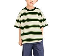 Top Runaways Girls Striped Short Sleeved Spring Summer and Autumn Solid Color All Short Sleeved T Shirt for Middle and Large Children Graphic Tees for Toddlers (Black, 11-12 Years)