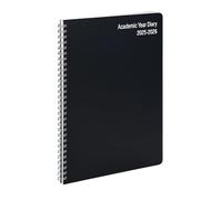Top Sale 2025-2026 A4 Diary | Wiro Bound Mid-Year Academic Planner | Week to View 18-Month Appointment Organiser & Journal with Durable Plastic Cover - Black