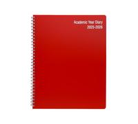 Top Sale 2025-2026 A4 Diary | Wiro Bound Mid-Year Academic Planner | Week to View 18-Month Appointment Organiser & Journal with Durable Plastic Cover - Red