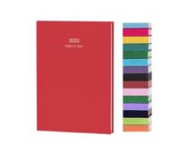 Top Sale 2025 A5 Week To View Yearly Diary with Hard Cover and Matching Ribbon Marker (Red)