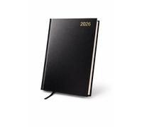 Top Sale 2026 A4 Appointment Diary Day Per Page - Black Hardcover Daily Planner with Half Hourly Times, Full Saturday and Sunday Pages, Monday Start UK Calendar and Ribbon Marker